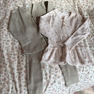 Jamie Kay Kids Pajama Set - Olive and Cream